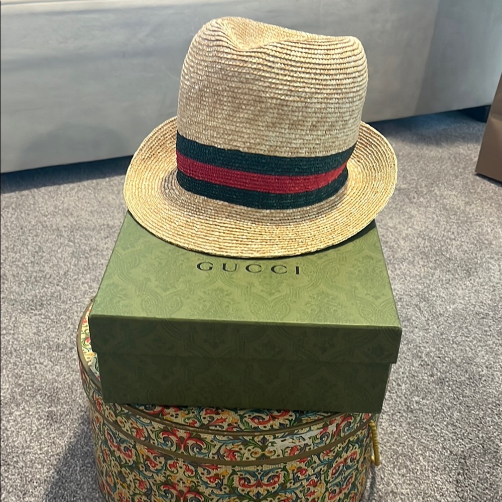 Gucci Fedora Abaca Straw Web Fedora Hat xl